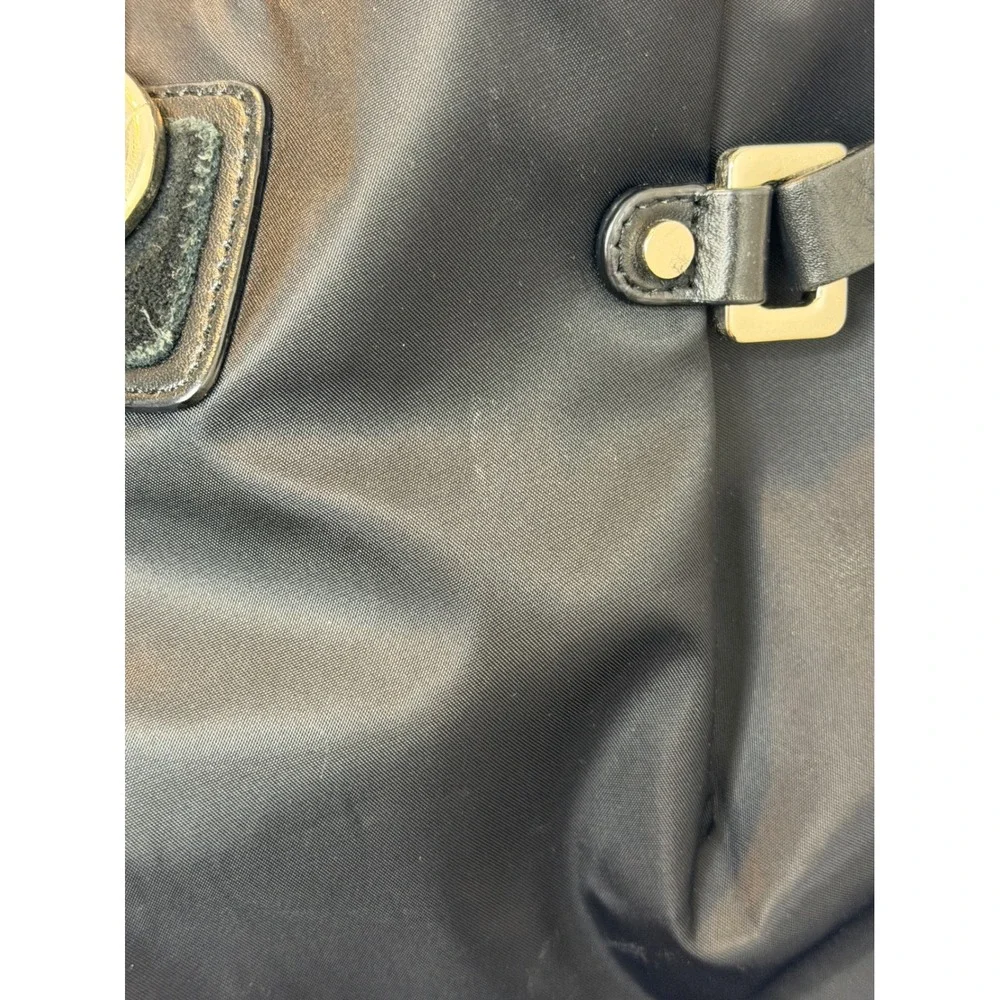 Furla Black Nylon Leather Trim Tote‎ Bag Silver Hardware Vintage Bag